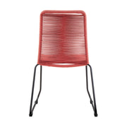 Shasta Outdoor Metal and Brick Red Rope Stackable Dining Chair - Set of 2 - Furniture City (CA)l