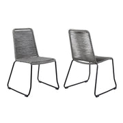 Shasta Outdoor Metal and Gray Rope Stackable Dining Chair - Set of 2 - Furniture City (CA)l