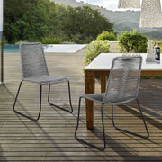 Shasta Outdoor Metal and Gray Rope Stackable Dining Chair - Set of 2 - Furniture City (CA)l