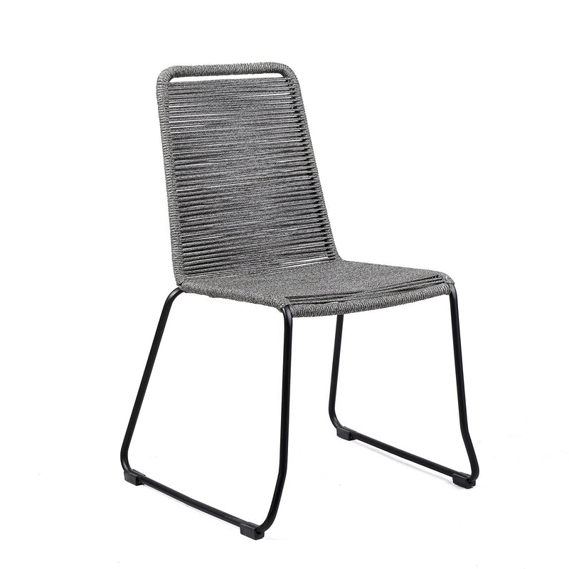Shasta Outdoor Metal and Gray Rope Stackable Dining Chair - Set of 2 - Furniture City (CA)l