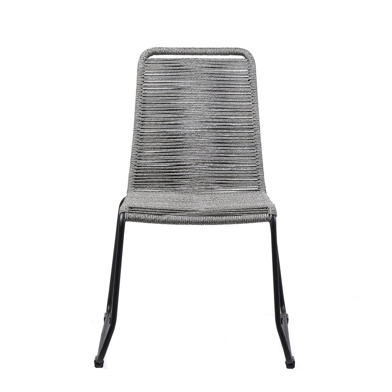 Shasta Outdoor Metal and Gray Rope Stackable Dining Chair - Set of 2 - Furniture City (CA)l
