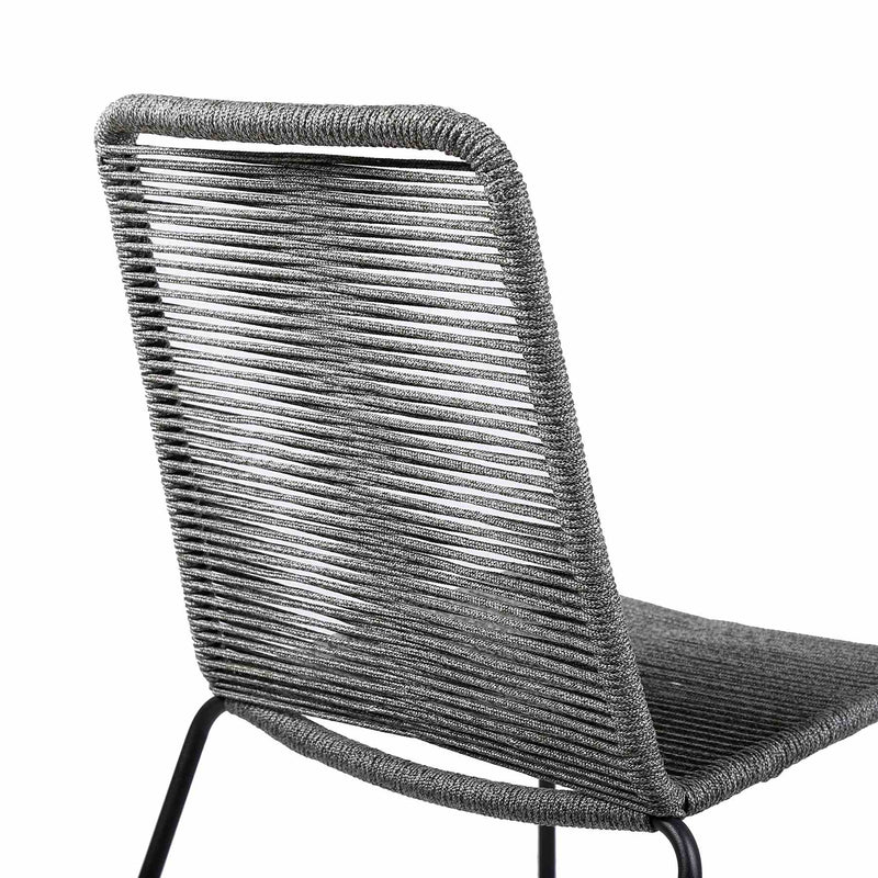 Shasta Outdoor Metal and Gray Rope Stackable Dining Chair - Set of 2 - Furniture City (CA)l