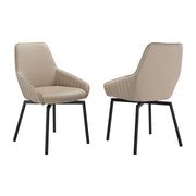 Shilo Swivel Upholstered Dining Chair in Champagne Faux Leather with Black Metal Legs - Set of 2 - Furniture City (CA)l