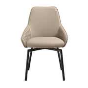 Shilo Swivel Upholstered Dining Chair in Champagne Faux Leather with Black Metal Legs - Set of 2 - Furniture City (CA)l