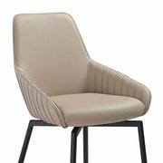 Shilo Swivel Upholstered Dining Chair in Champagne Faux Leather with Black Metal Legs - Set of 2 - Furniture City (CA)l