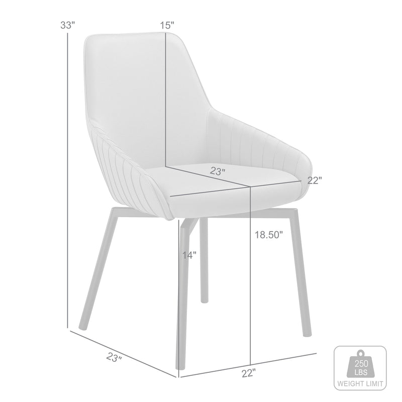 Shilo Swivel Upholstered Dining Chair in Taupe Gray Faux Leather with Black Metal Legs - Set of 2 - Furniture City (CA)l