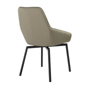 Shilo Swivel Upholstered Dining Chair in Taupe Gray Faux Leather with Black Metal Legs - Set of 2 - Furniture City (CA)l