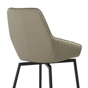 Shilo Swivel Upholstered Dining Chair in Taupe Gray Faux Leather with Black Metal Legs - Set of 2 - Furniture City (CA)l