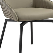 Shilo Swivel Upholstered Dining Chair in Taupe Gray Faux Leather with Black Metal Legs - Set of 2 - Furniture City (CA)l