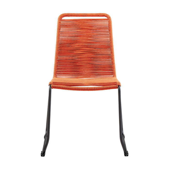 Shasta Outdoor Metal and Tangerine Rope Stackable Dining Chair - Set of 2