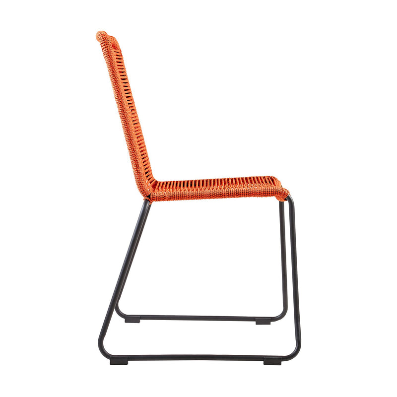 Shasta Outdoor Metal and Tangerine Rope Stackable Dining Chair - Set of 2 - Furniture City (CA)l