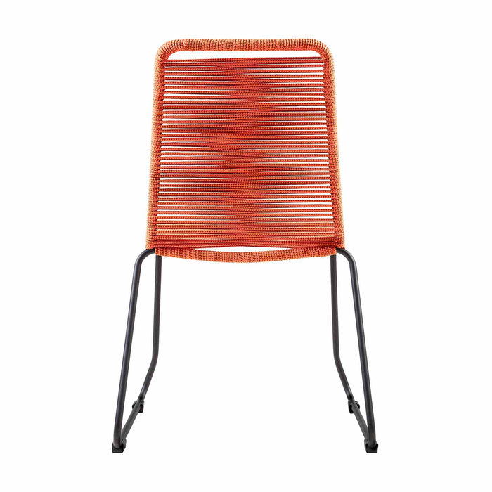 Shasta Outdoor Metal and Tangerine Rope Stackable Dining Chair - Set of 2