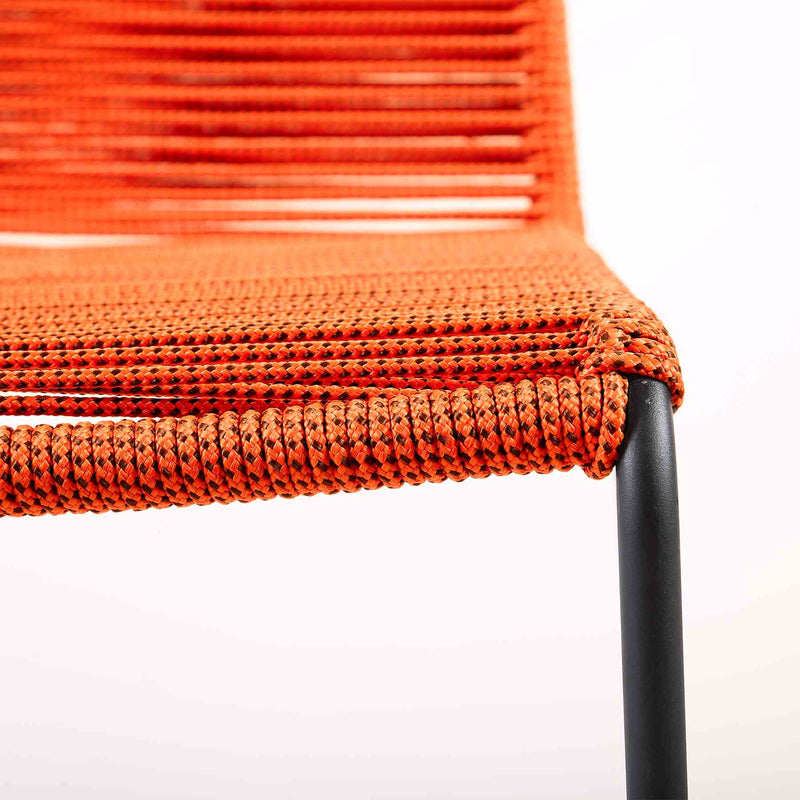 Shasta Outdoor Metal and Tangerine Rope Stackable Dining Chair - Set of 2 - Furniture City (CA)l