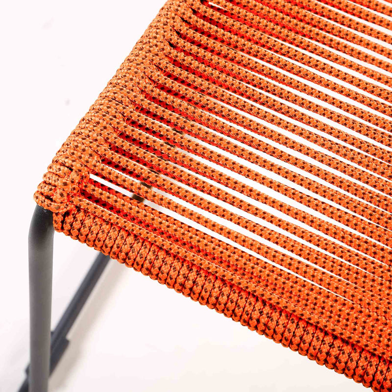 Shasta Outdoor Metal and Tangerine Rope Stackable Dining Chair - Set of 2 - Furniture City (CA)l