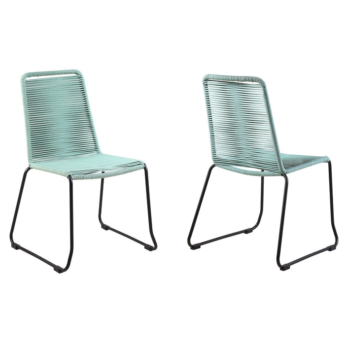 Shasta Outdoor Metal and Wasabi Rope Stackable Dining Chair - Set of 2