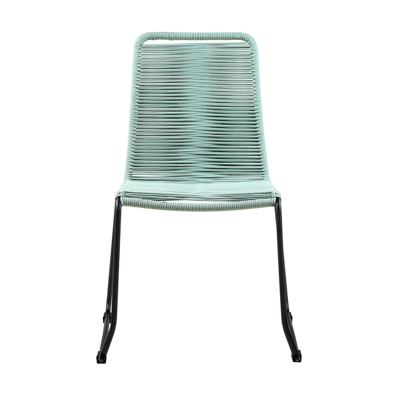 Shasta Outdoor Metal and Wasabi Rope Stackable Dining Chair - Set of 2 - Furniture City (CA)l