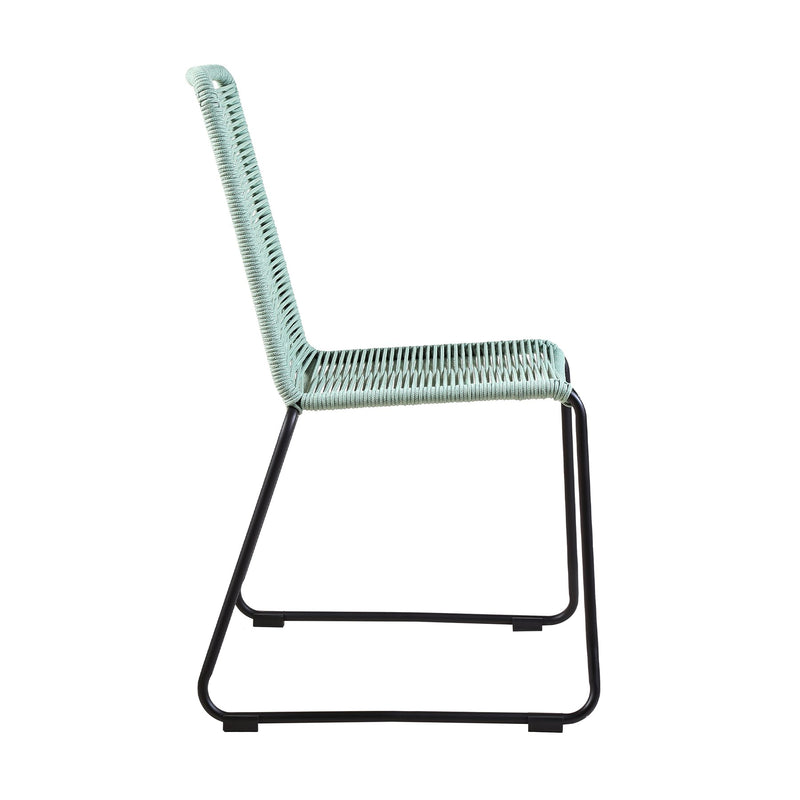 Shasta Outdoor Metal and Wasabi Rope Stackable Dining Chair - Set of 2 - Furniture City (CA)l
