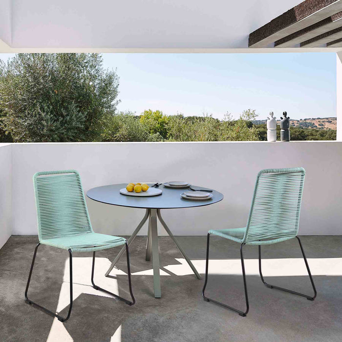 Shasta Outdoor Metal and Wasabi Rope Stackable Dining Chair - Set of 2