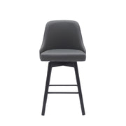 Sicily 26" Swivel Black Wood Counter Stool in Gray Faux Leather - Furniture City (CA)l