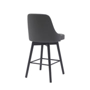 Sicily 26" Swivel Black Wood Counter Stool in Gray Faux Leather - Furniture City (CA)l