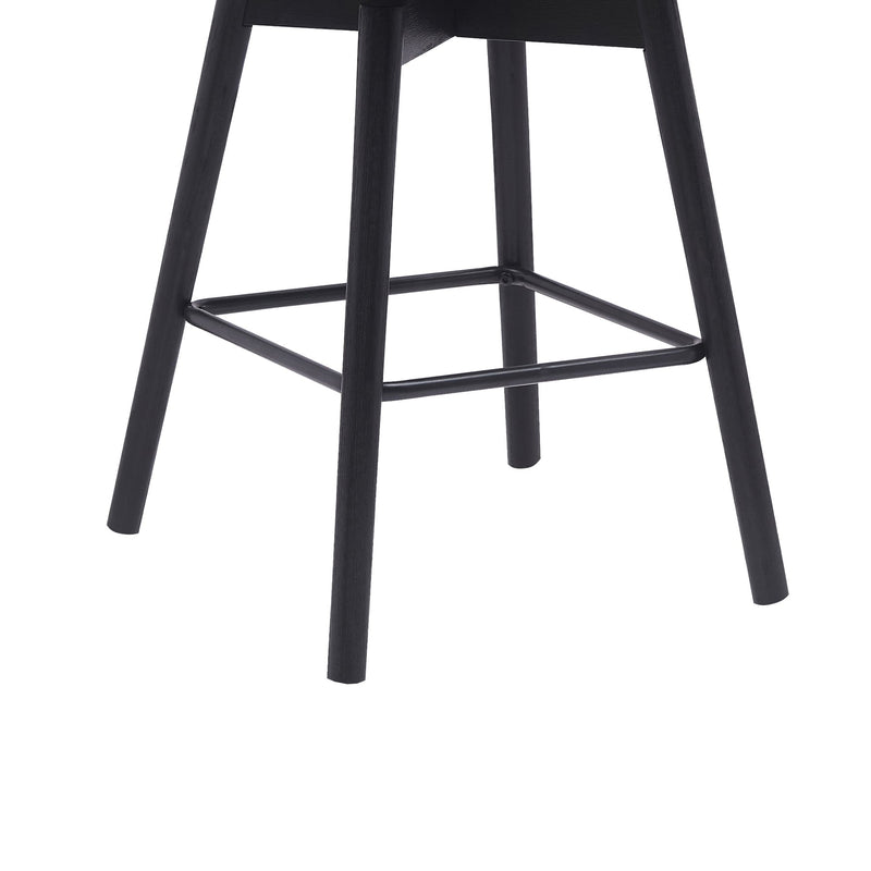Sicily 26" Swivel Black Wood Counter Stool in Gray Faux Leather - Furniture City (CA)l