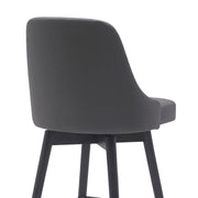 Sicily 26" Swivel Black Wood Counter Stool in Gray Faux Leather - Furniture City (CA)l