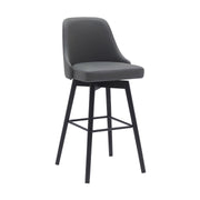 Sicily 30" Swivel Black Wood Bar Stool in Gray Faux Leather - Furniture City (CA)l