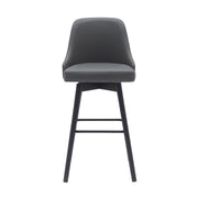 Sicily 30" Swivel Black Wood Bar Stool in Gray Faux Leather - Furniture City (CA)l