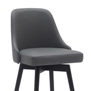 Sicily 30" Swivel Black Wood Bar Stool in Gray Faux Leather - Furniture City (CA)l