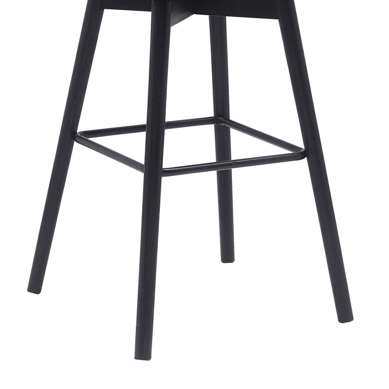 Sicily 30" Swivel Black Wood Bar Stool in Gray Faux Leather - Furniture City (CA)l