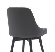 Sicily 30" Swivel Black Wood Bar Stool in Gray Faux Leather - Furniture City (CA)l
