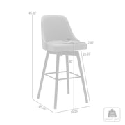 Sicily 30" Swivel Black Wood Bar Stool in Gray Faux Leather - Furniture City (CA)l