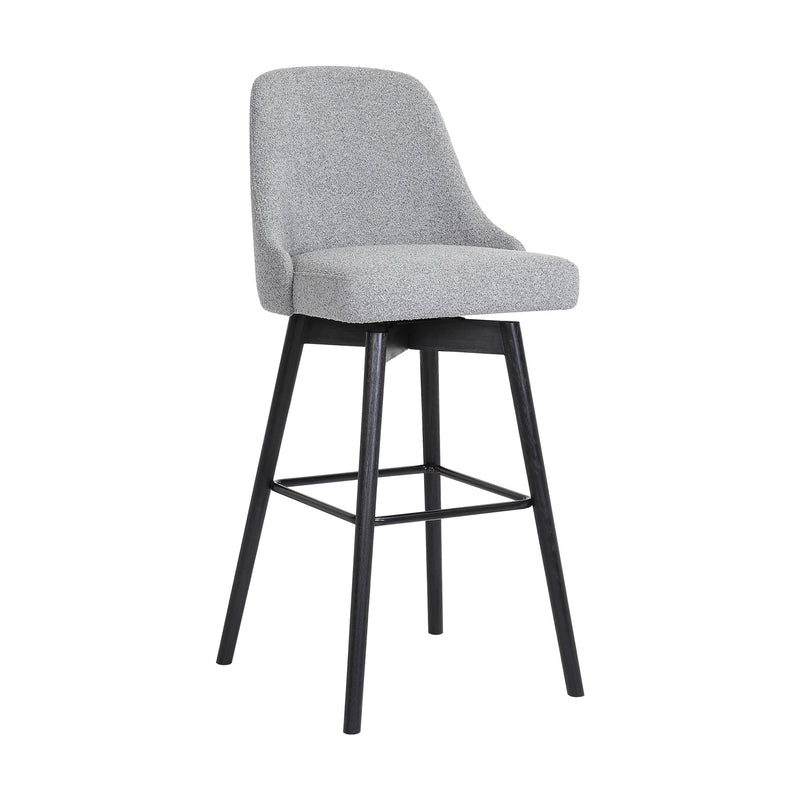 Sicily 26" Swivel Black Wood Counter Stool in Light Gray Fabric - Furniture City (CA)l