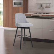Sicily 26" Swivel Black Wood Counter Stool in Light Gray Fabric - Furniture City (CA)l