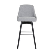 Sicily 26" Swivel Black Wood Counter Stool in Light Gray Fabric - Furniture City (CA)l