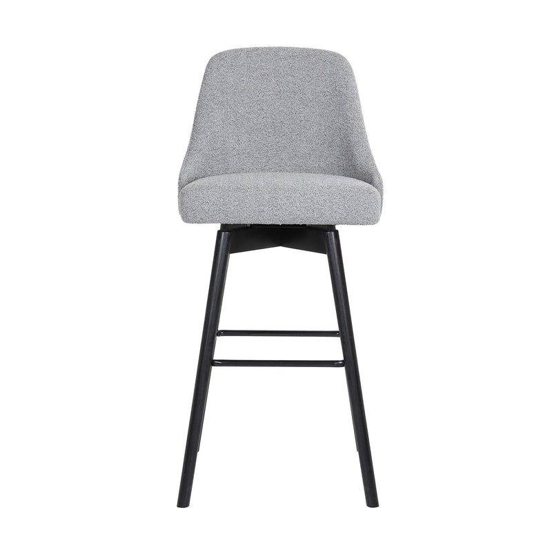 Sicily 26" Swivel Black Wood Counter Stool in Light Gray Fabric - Furniture City (CA)l