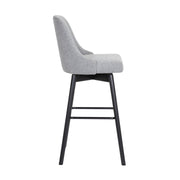 Sicily 26" Swivel Black Wood Counter Stool in Light Gray Fabric - Furniture City (CA)l