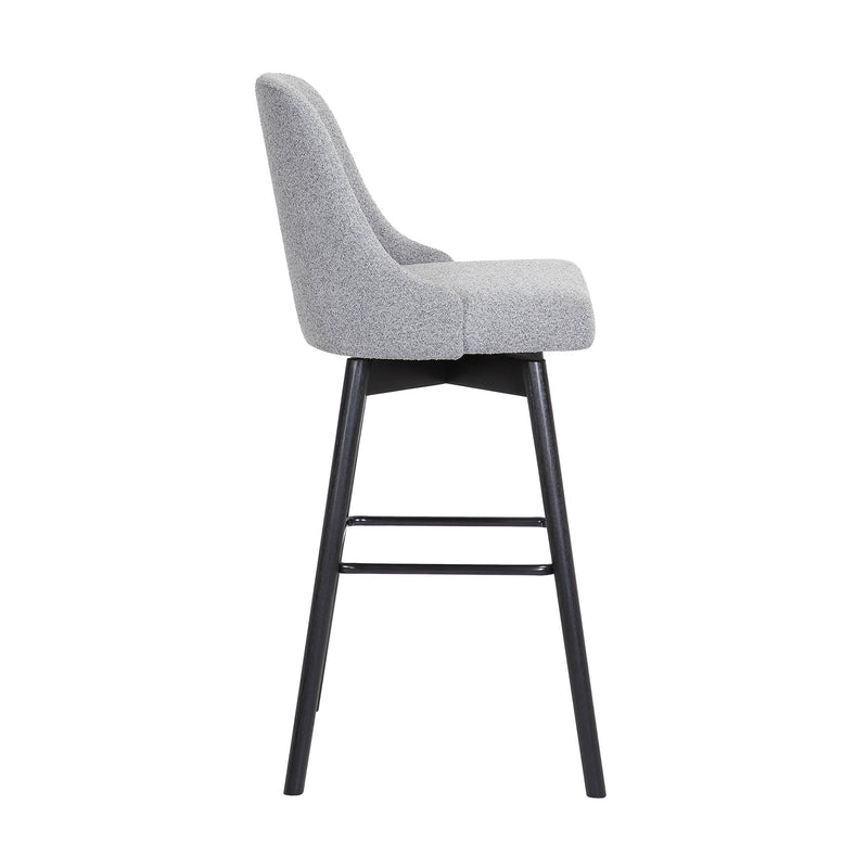 Sicily 26" Swivel Black Wood Counter Stool in Light Gray Fabric - Furniture City (CA)l