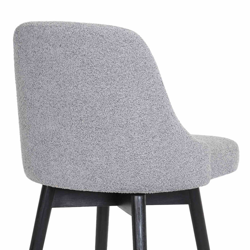 Sicily 26" Swivel Black Wood Counter Stool in Light Gray Fabric - Furniture City (CA)l