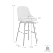 Sicily 26" Swivel Black Wood Counter Stool in Light Gray Fabric - Furniture City (CA)l