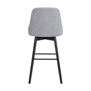 Sicily 30" Swivel Black Wood Bar Stool in Light Gray Fabric - Furniture City (CA)l