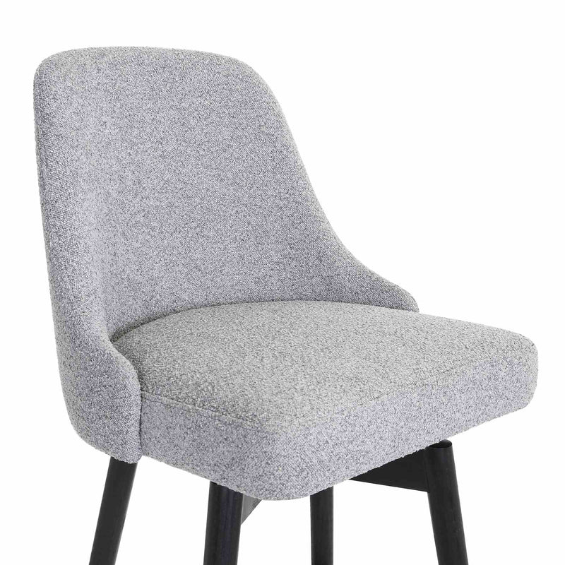 Sicily 30" Swivel Black Wood Bar Stool in Light Gray Fabric - Furniture City (CA)l