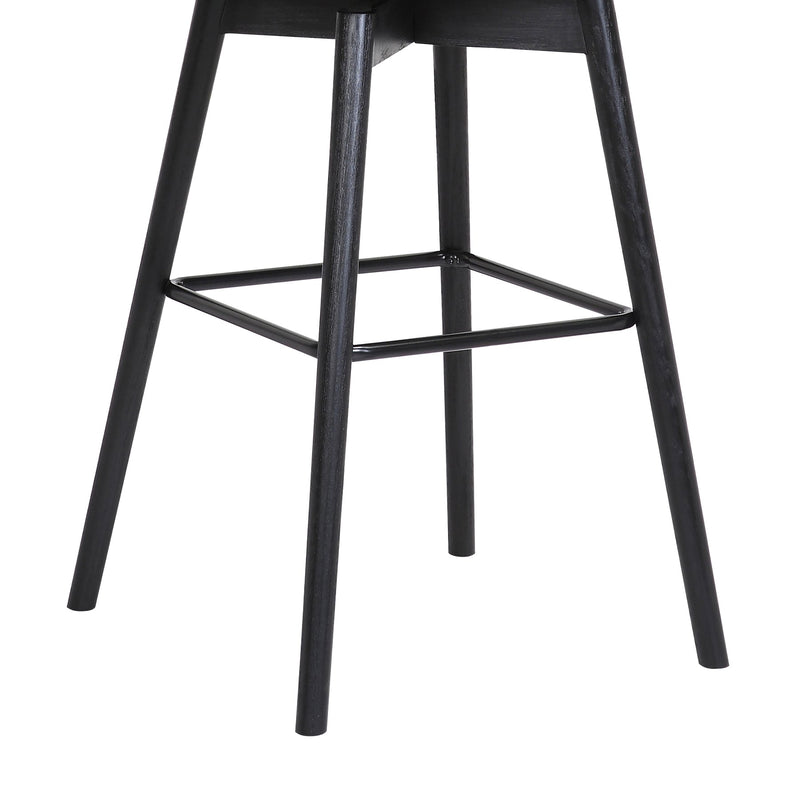 Sicily 30" Swivel Black Wood Bar Stool in Light Gray Fabric - Furniture City (CA)l