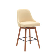 Sicily 26" Swivel Walnut Wood Counter Stool in Cream Faux Leather - Furniture City (CA)l