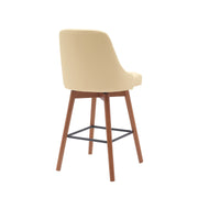 Sicily 26" Swivel Walnut Wood Counter Stool in Cream Faux Leather - Furniture City (CA)l