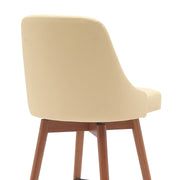 Sicily 26" Swivel Walnut Wood Counter Stool in Cream Faux Leather - Furniture City (CA)l
