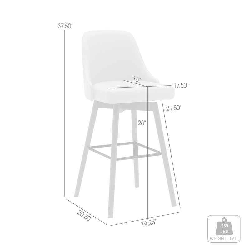 Sicily 26" Swivel Walnut Wood Counter Stool in Cream Faux Leather - Furniture City (CA)l
