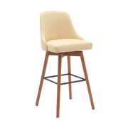 Sicily 30" Swivel Walnut Wood Bar Stool in Cream Faux Leather - Furniture City (CA)l