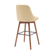 Sicily 30" Swivel Walnut Wood Bar Stool in Cream Faux Leather - Furniture City (CA)l