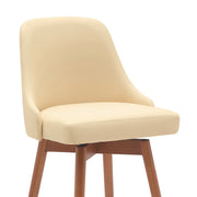 Sicily 30" Swivel Walnut Wood Bar Stool in Cream Faux Leather - Furniture City (CA)l